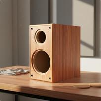 Audio Cabinet Premium Wood Textured Speaker Box Bookshelf Enclosure for Custom Brown Maple Wood