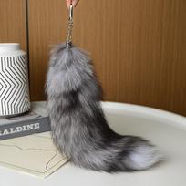 Real Fox Fur Tail Keychain Wolf Tail Fur Tassel Beautiful Accessory Length 40 cm Car Keychains for Women Chain Gifts brown