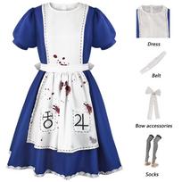 Alice Madness Cosplay Costume Game Alice Maid Dress Socks Halloween Party Performance Outfits for Women Girls XS white