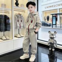 Boys Spring Autumn Two Piece Tracksuit Set 140cm pilka