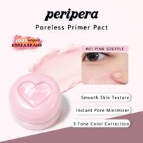 PERIPERA Poreless Primer Pact 01-03, Fine Powder Texture, Even Skin Tone, Creates Smooth Base, Suitable For Beginners, K-Beauty Korean Makeup 01 PINK SOUFFLE beige