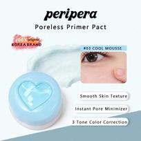 PERIPERA Poreless Primer Pact 01-03, Fine Powder Texture, Even Skin Tone, Creates Smooth Base, Suitable For Beginners, K-Beauty Korean Makeup 03 COOL MOUSSE