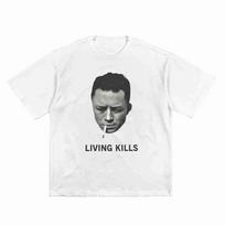 Albert Camus Living Kills Smoking Short Sleeve Tee 100 Cotton TShirt L white