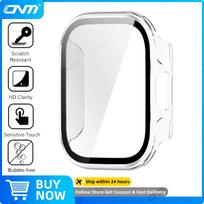 Dėklas Xiaomi Redmi Watch 6 Lite su grūdinto stiklo ekrano apsauga ir kietu PC apsauginiu buferiu Watch 6 Lite dangtelio priedai Redmi Watch 6 Lite white