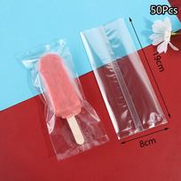 50 vnt. Maistinio plastiko ledų maišeliai Vienkartiniai plastikiniai ledų ant pagaliuko apsauginiai dangteliai Laikymui Skaidrus ledų ant pagaliuko pakuotės maišelis Pasidaryk pats 1 pink