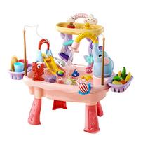Water Play Table, Double-Layer 6-In-1 Children'S Water Table, Suitable For Cycling, Slides, And Fishing Children'S Sensory Set beige