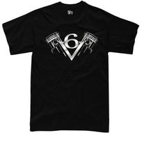 V6 engine T Shirt -busso gtv6 stratos DeLorean Alpine classic petrolhead tshirt M gray