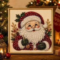 Christmas Pearl Diamond Painting Art Set Santa Claus Elk Diy Pearl Beads Craft Frame For Adults Beginner Home Wall Decor Gift 20 X 20cm
