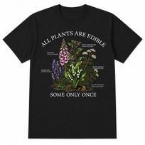 Funny Botany Shirt All Plants Edible Gardener Forager Graphic Tee S black