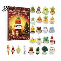 Surprise Gift Box with Advent 24 Calendar Emotional Support Day Countdown Holiday Inspirational Quote Acrylic Pendants Festive Tree C