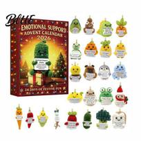 Surprise Gift Box with Advent 24 Calendar Emotional Support Day Countdown Holiday Inspirational Quote Acrylic Pendants Festive Tree A yellow