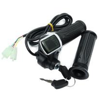 1Pair Electric Scooter Bike Throttle Speed Adjustment Handle with Key Lock Display Divides LCD Grip 24V 36V 48V Throttles 2 24V black