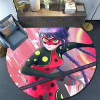Miraculous Ladybug Round Area Rug,Carpet Rug for Living Room Bedroom Sofa Playroom Decor,Non-slip Floor Mat 80cmx80cm white