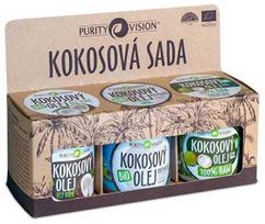 Purity Vision kokosų rinkinys (neapdorotas kokosų aliejus, pirmo spaudimo kokosų aliejus, bekvapis kokosų aliejus)