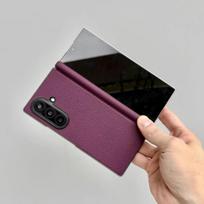 For Samsung Galaxy Z Fold8 Fold 8 Wide Genuine Cowhide Leather Case with Magsafe Magnetic Hinge Phone Back Cover for Fold8 Ultra Galaxy Z Fold8 violetinė