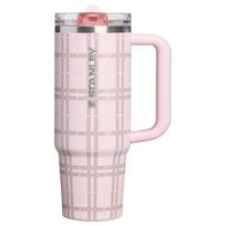 Stanley 1913 Quencher Pro Tour dangtelis su šiaudeliu, vakuuminė izoliacija, spalva Blossom 30 oz L puodelis, languotas, / 0.89 white