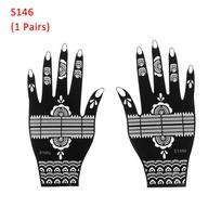 Beauty Mehndi Indian Style Henna Template Sticker Tattoo Stencils DIY Body Art Temporary Hand Decal S146 (1 Pairs) gray