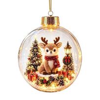 Acrylic Christmas Corgi Ornament With Transparent Crystal Ball - Festive Tree Hanging Decor Home Holiday Display Lit Version
