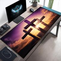 At The Cross Christian Desk Mat,Bible Mouse Pad,Christianity Mousepad,Extra Large Bible Desk Pad,XXL Keyboard Mat,Large Desk Mat 800x300x2mm