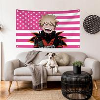 Namų dekoravimo elementai Bakugo Katsuki Juokingos vėliavos Gobelenas Sieninė vėliava su individualiu dizainu Miegamųjų kambarys Y2k Lauko dekoracijos Gobelenas 130X150CM
