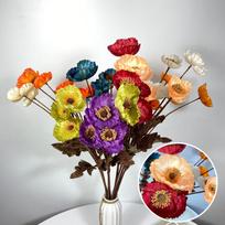 5/10Pcs 50Cm Autumn Colored Poppy Simulation Flower Plush Poppy Flower Wedding Hall Soft Decoration Flower Living Rroom Decor (as the picture,50cm 10pcs) yellow