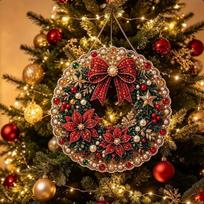 1/2Pcs Wall Decor Christmas Pearl  Painting Suncatcher Kit Diy Craft Metal Chain 3D Mixed-Sized Pearl Beads Craft