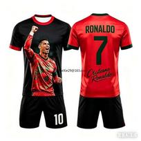 Populiarus 2026 AI # 7 Ronaldo Vasaros Vaikų Suaugusiųjų Rinkinys Tėvų ir Vaikų Trumpomis Rankovėmis Šortai Futbolo Marškinėliai Poros Stilius Unisex 130 black