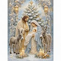 DIY 5D Pearl Art Craft Christmas Church Christmas Decorations Kit  Beginner Crafters F beige