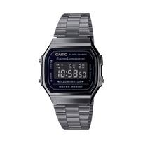 Casio Vintage Digital Black Dial Unisex Watch with Gray Metal Strap A168WGG-1BDF (D182) black