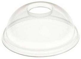 Multi Plastikinis dangtelis Ø95 mm su kupolu ir skylute, Bio PLA, skaidrus, 100 vnt.