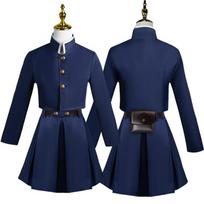 S-3XL Kugisaki Nobara Cosplay Costume with Waist Bag Anime Jujutsu Kaisen Girls Women Dress Black / Blue Uniform Outfit Suit Set XL blue
