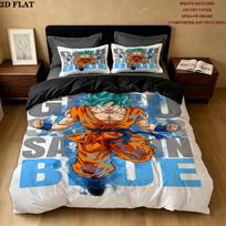 Son Goku Pattern Bedding Quilt Set Quilt Cover Pillowcase Home Birthday Gift(1 * duvet cover + 2 * pillowcase, without core) 200x220cm