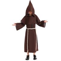 Vaikų viduramžių vienuolio kostiumas su gobtuvu chalatas Helovino Cosplay Teatralinis pasirodymas Ilgomis rankovėmis Unisex Ruda Juoda Kids M ruda