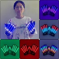 LED Vilverino pirštinės ir tricoloriniai švytintys akiniai su lanku scenos ir baro pasirodymams One Size blue