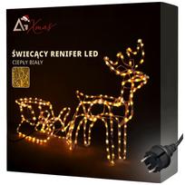 Šviečianti LED figūra – elnias su rogėmis, šiltai balta šviesa, 30 × 65 cm