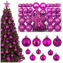 Kalėdinių eglutės žaisliukų rinkinys ARSA GO, 101 vnt., violetinis, su žvaigžde 18 × 18 cm