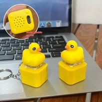 Funny Croaking Frog Duck Keychain Rechargeable Keyboard Fidget Clicker Sound Keyring With Led Light For Stress Relief black