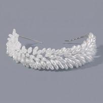 Elegant Pearl Hairband Women Bridal Boho Chic High Crown Volume Styling Accessory Handmade Headband Bridal Pearl Headband HS-J7522S gray