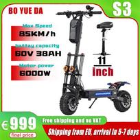 BOYUEDA S5 S3 Elektrinis paspirtukas 6000W Variklis 60V38AH Baterija 120KM Nuotolis 85KM/H Greitis NFC Išmanioji programėlė RGB apšvietimas Visureigių E Paspirtukai ES greitas pristatymas