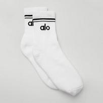 Alo Yoga vidutinio ilgio sportinės kojinės medvilninės sportinės vyrams moterims bėgimui 100% Cotton Crew White white