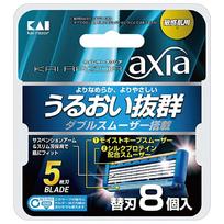 Kai Urazor Axia Razor Replacement Blades 8 Pieces Mens Shaving T-Type 5-Blade blue