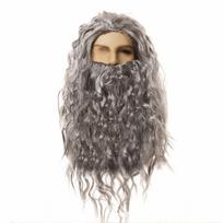Ilgi Garbanoti Plaukai Kalėdų Senelio Barzdos Perukas Pilnas Rinkinys Barzdos ir Peruko Rinkinys Kalėdų Senelio Barzdos Perukas Cosplay Kalėdų Senelis Style 3 gray