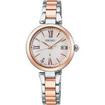 Seiko moteriškas SSQW082 (LUKIA Grow saulės radijo valdoma moterų metalo grupė) Analoginis apvalus laikrodis