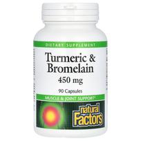 Natural Factors, Turmeric and Bromelain, 450 mg, 90 Capsules
