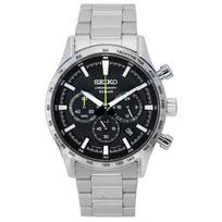 Seiko miesto sporto chronografas juodas kvarcinis SSB413 SSB413P1 SSB413P 100M vyriškas laikrodis juoda