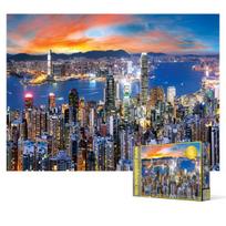2000-piece jigsaw puzzle - Hong Kong's enchanting skyline and sunset, popular Korean puzzle black