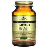 „Solgar“, Omega3, EPA ir DHA, trigubo stiprumo, 950 mg, 50 minkštųjų kapsulių