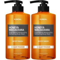 Kundal Honey & Macadamia Pure Body Wash Baby Powder Fragrance, 1.058L, 2 units black