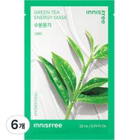 Innisfree Green Tea Energy Mask 22ml, 1 pack, 6 pieces green