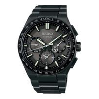 SEIKO Astron serija 100 metrų atsparumas vandeniui saulės energija veikiantis kvarcinis titano apyrankė 42,7 mm vyriškas laikrodis juodas ciferblatas SBXC147 juoda